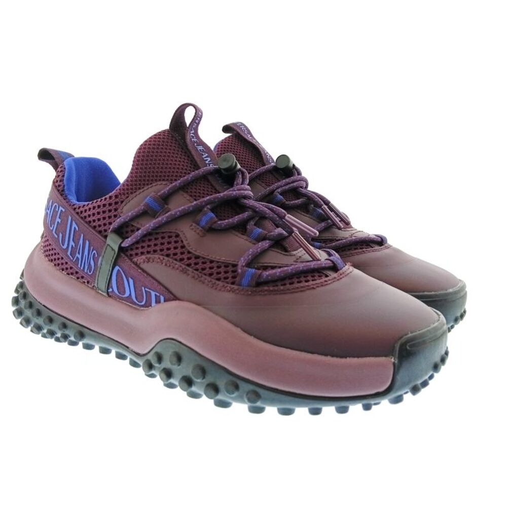 Versace Jeans Couture Mens Burgundy / Purple / Blue Chunky Logo Runner Sneakers